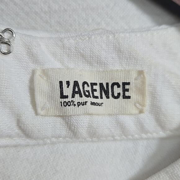 L'Agence Ruched Dress Cream Off-White Size 10 - Picture 3 of 7